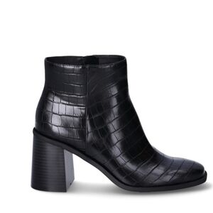 Time and Tru Black Ankle Booties with Block Heel